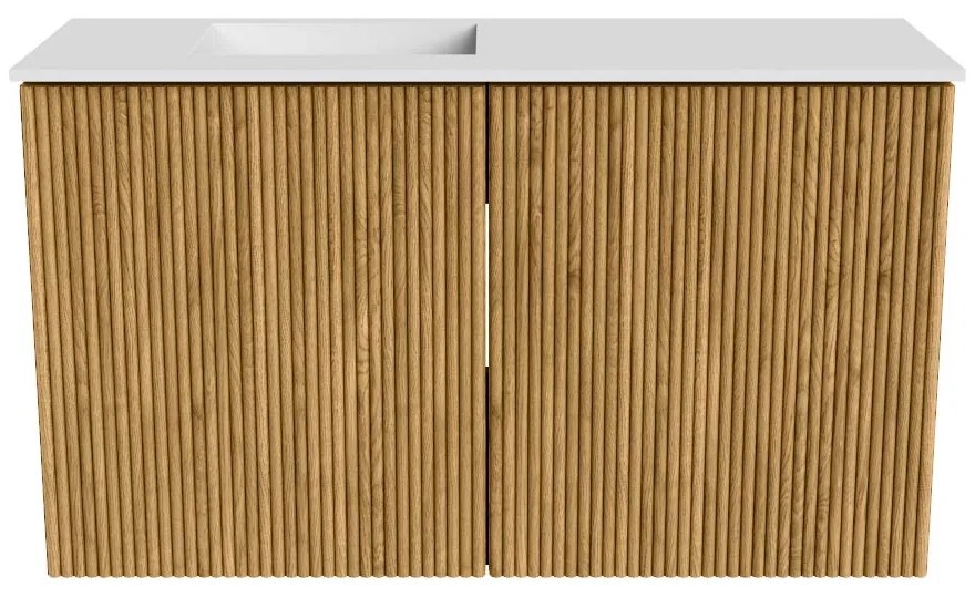 Mondiaz Joya 70cm toiletmeubel oak met wastafel faye links zonder kraangat talc