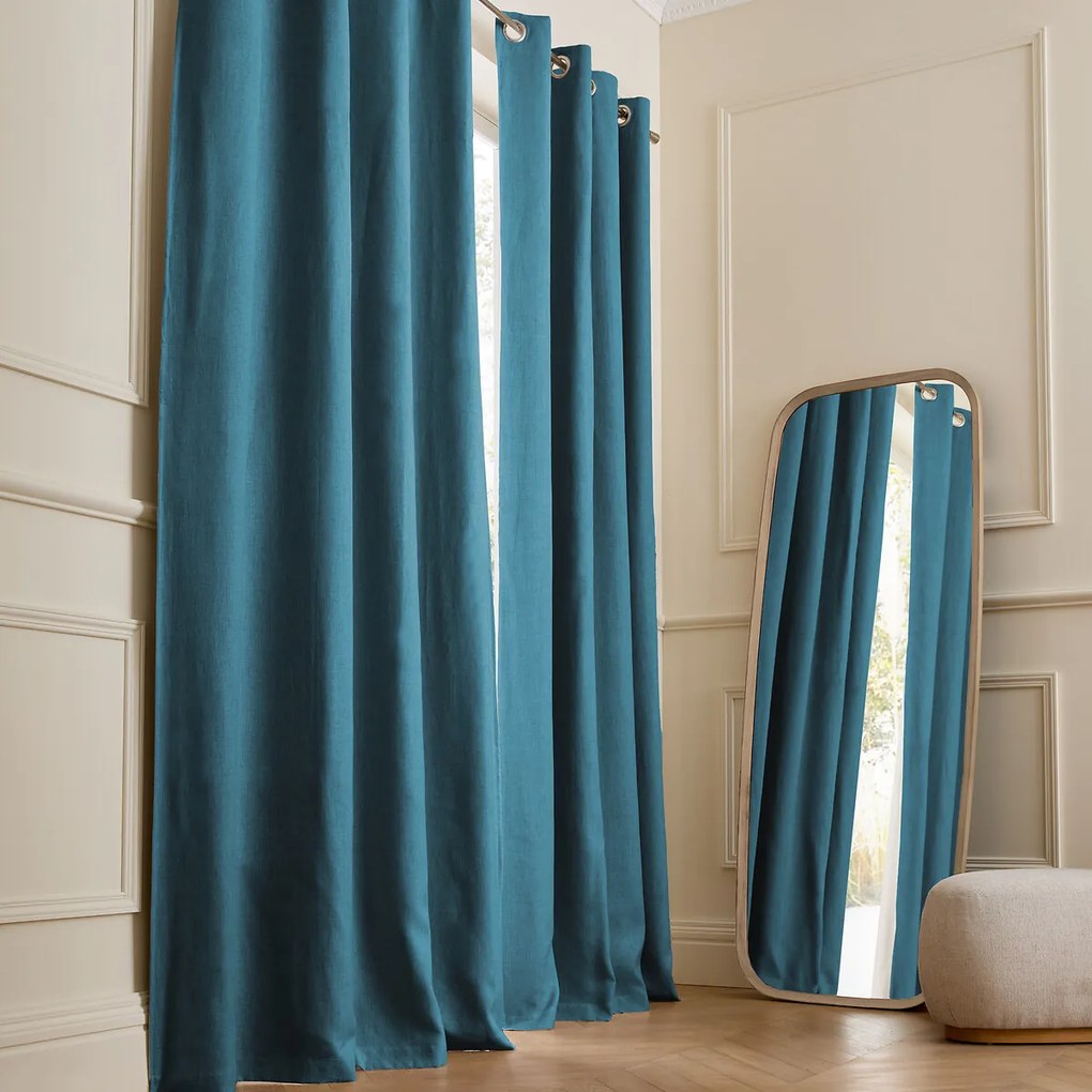 Verduisteringsgordijn van gewassen linnen, oogjes, Private