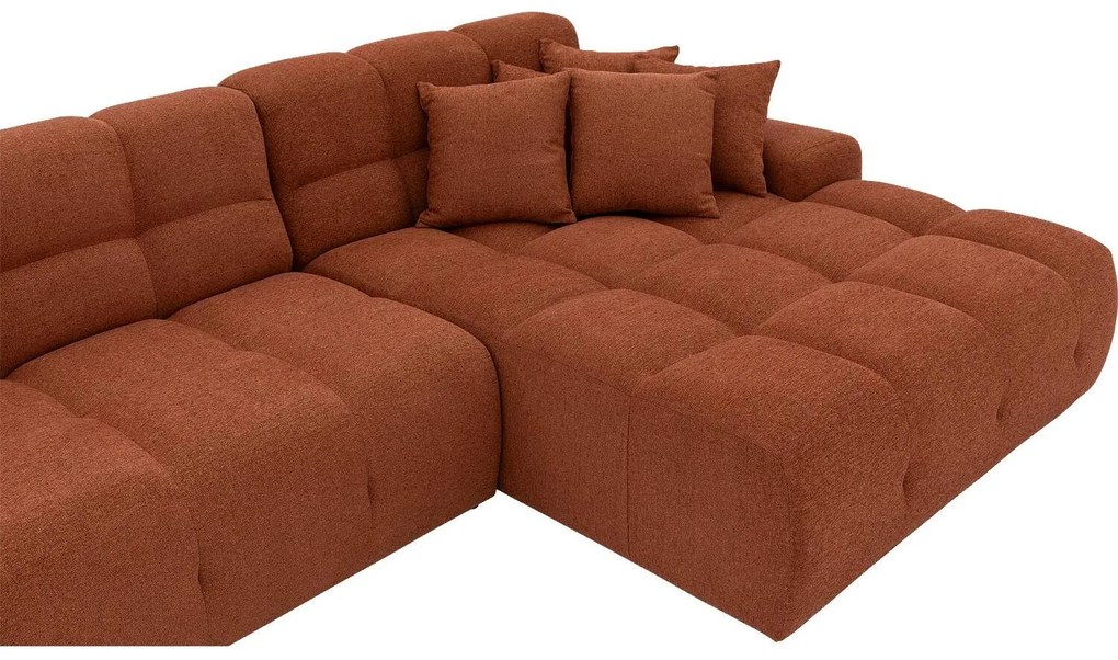 Goossens Excellent Bank Kubus bruin, stof, 1,5-zits, modern design met chaise longue rechts