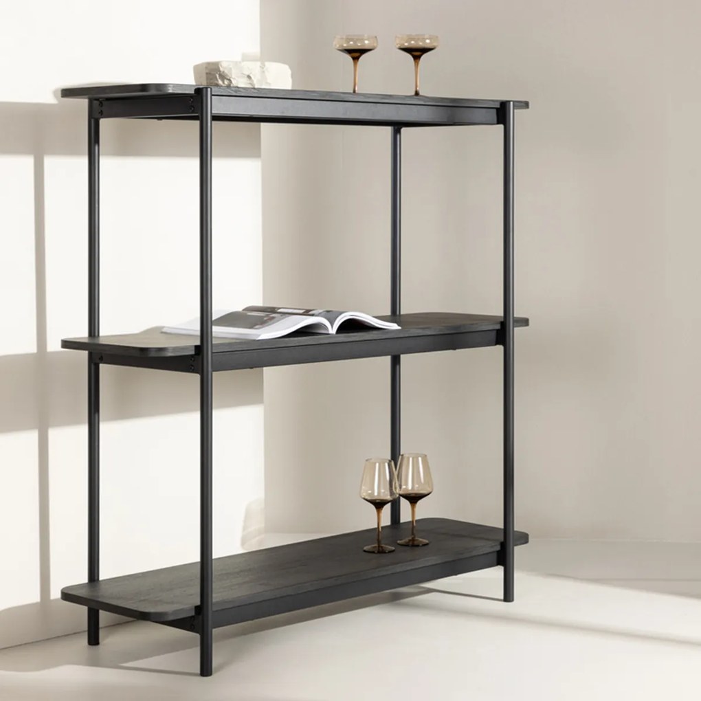 Openkast Met Drie Planken Zwart - 120x40x120cm.