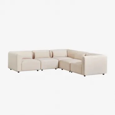 5-delige Modulaire Hoekbank Fogler Corduroy Linnen Beige - Sklum