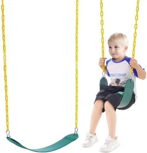 VEVOR 2-pack schommelzitjes met 168 cm gecoate kettingen en karabijnhaken, ondersteunt schommels tot 136 kg, vervanging voor buitenschommelset, schommelsetaccessoires voor kinderen, groen