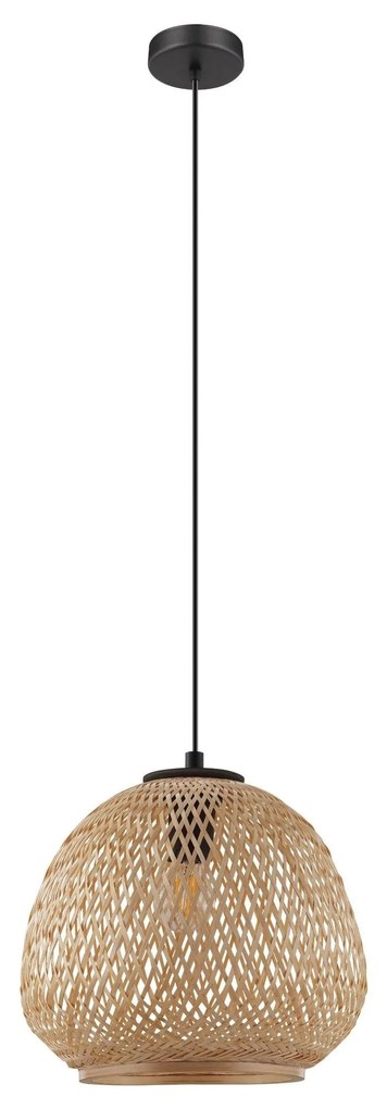 Eglo -  Hanglamp Dembleby Beuk / Zwart  Hout