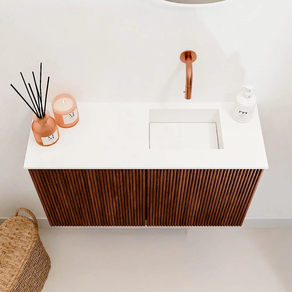 Mondiaz Joya 70cm toiletmeubel ruby met wastafel faye rechts zonder kraangat talc