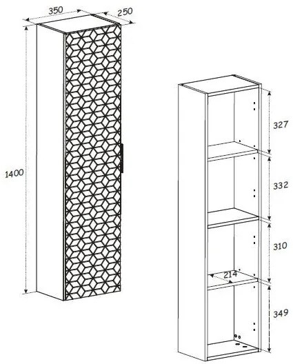 Comad Diamond Wotan kolomkast 35x25x140cm eiken