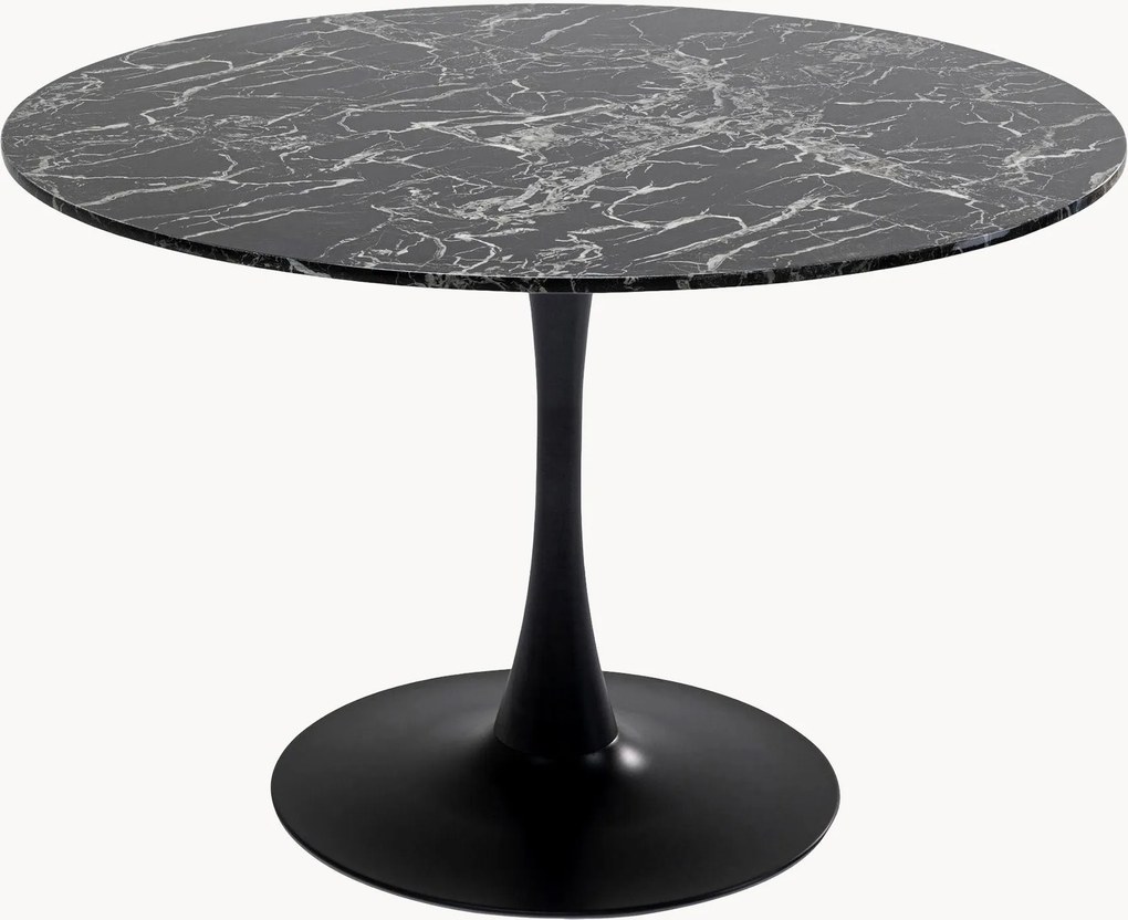 Ronde eettafel Veneto met marmerlook blad, Ø 110 cm
