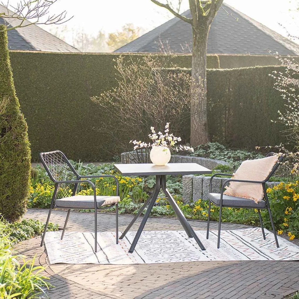 Garden Impressions Ross tuinset zwart 3-delig - Rimini tuintafel 80x80 cm