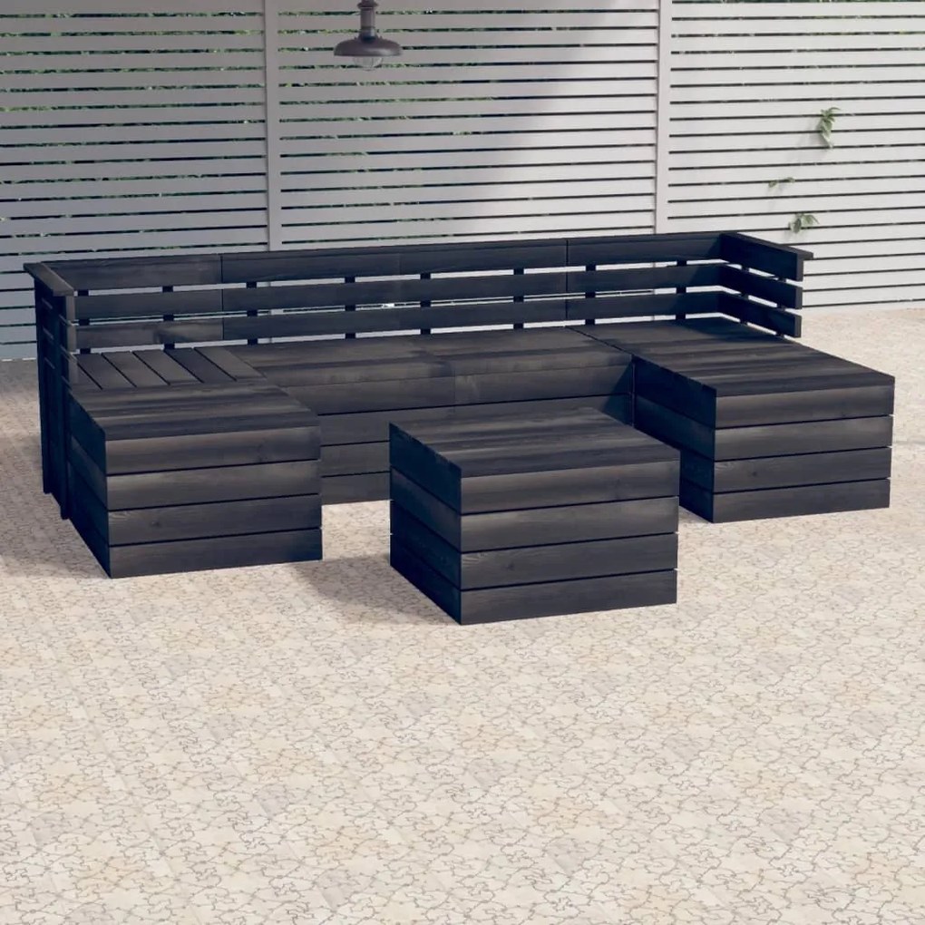 vidaXL 7-delige Loungeset pallet massief grenenhout donkergrijs