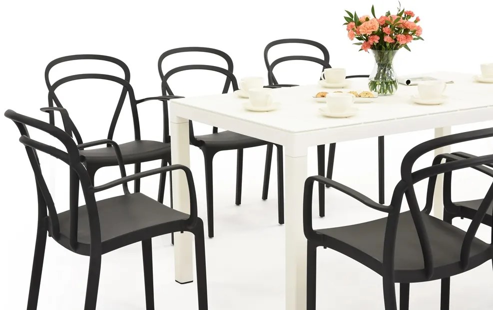 King/Vague wit en antraciet tuinmeubelset voor 8 personen Bica