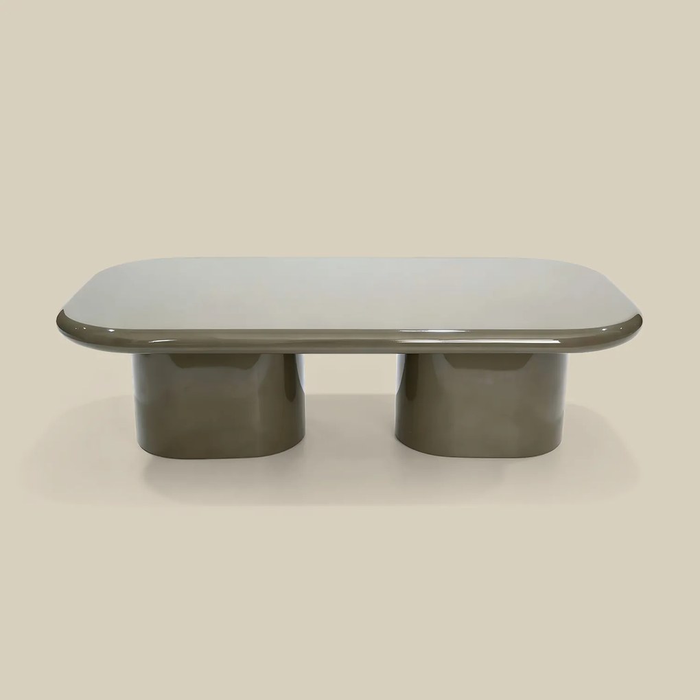 Ovale Salontafel Hoogglans Taupe - 119 X 59.5cm.