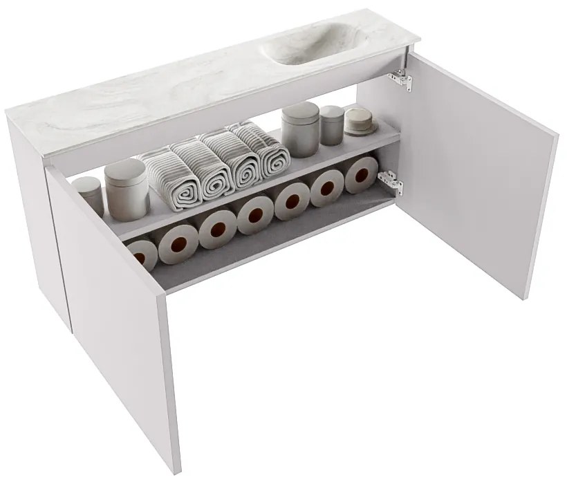 Mondiaz Ture DLux toiletmeubel 100cm cale met wastafel ostra rechts zonder kraangat