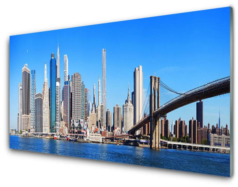 Plexiglas foto Bridge city architectuur 100x50 cm