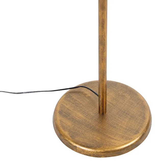 Vloerlamp goud 145 cm met zwarte velours kap 50 cm - Botanica