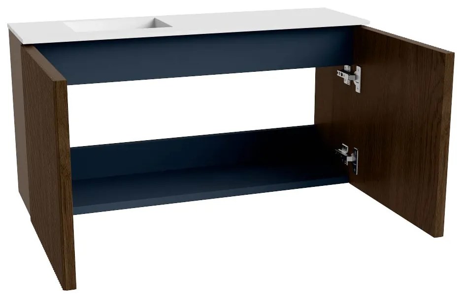 Mondiaz Joya 80cm toiletmeubel walnut met wastafel faye links zonder kraangat talc