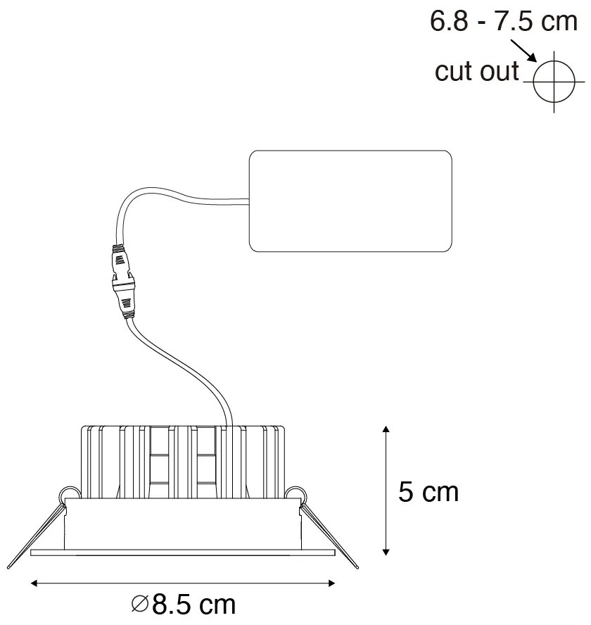 Inbouwspot wit 6,8cm incl. LED 545 lm dimbaar IP23 - Gaius