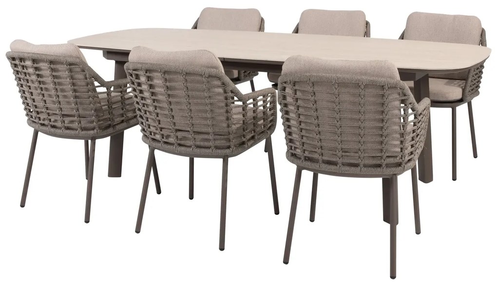 Taste by 4 Seasons Puglia tuinset terre met Manolo tafel 240 cm Tuinstoel   bruin weerbestendig