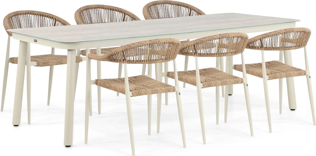 Tuinset 6 personen 220 cm Aluminium/rope Taupe Lifestyle Garden Furniture Granada/Tavano