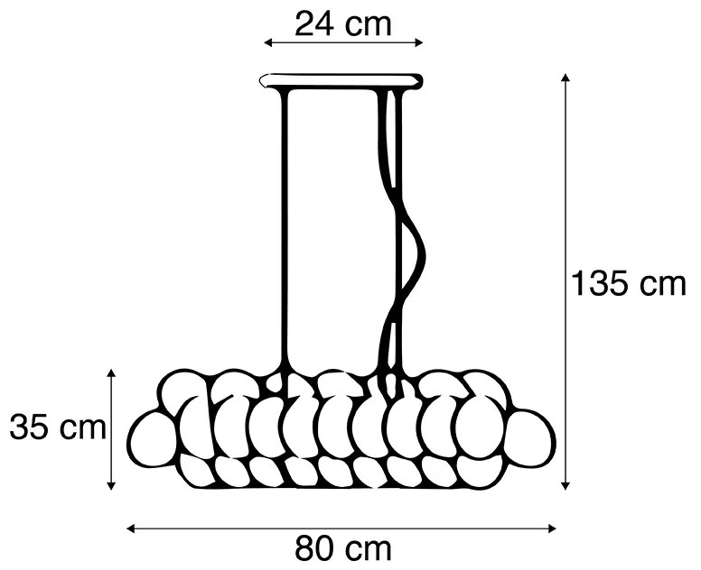 Art Deco hanglamp zwart met smoke glas 8-lichts - Uvas