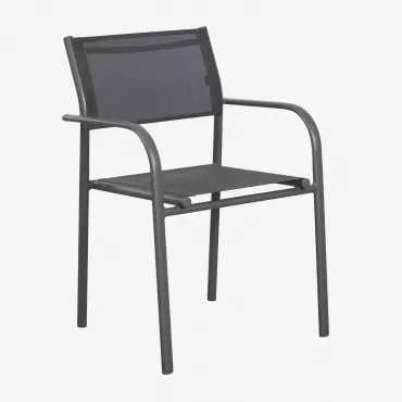 Set Van 4 Stapelbare Tuinstoelen Met Armleuningen Van Aluminium Olenia Grijs – Grafiet - Sklum