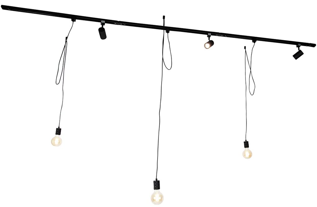 Smart railsysteem zwart 3 Spot / Opbouwspot / Plafondspots en hanglamp met dimmer 1-fase - Iconic Cavalux Jeana Modern Minimalistisch E27 Binnenverlichting Lamp