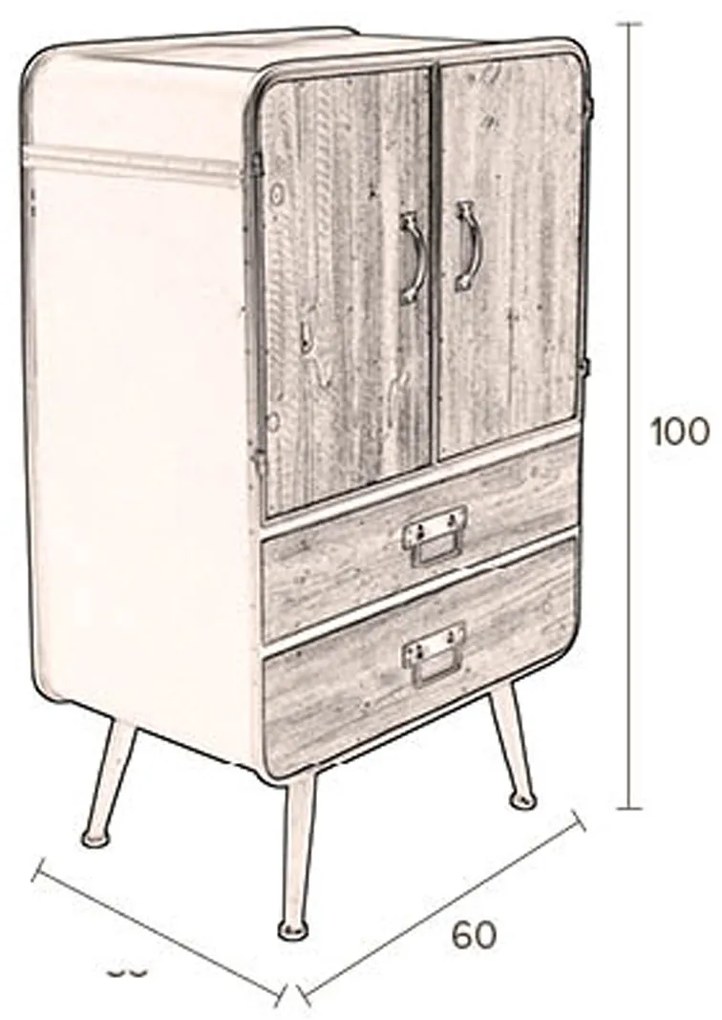 Dutchbone Gin Industrieel Kastje Vurenhout - 60x38x100cm.