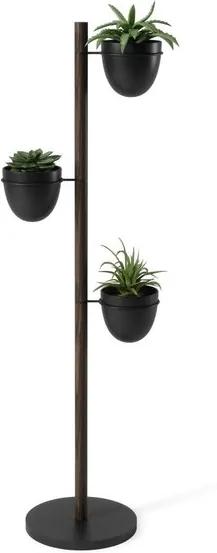 Umbra Floristand plantenbak 44x44x139cm staand voor 3 planten hout zwart/walnoot 1013880-048