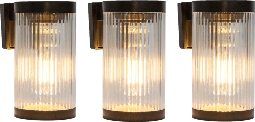 3x Aurelia Solar LED Muurlamp Zwart