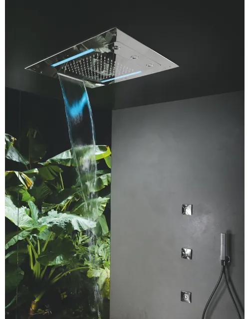 Hotbath Mate inbouw hoofddouche 48x63cm rechthoek met cascade en twist LED verlichting chroom M190CR
