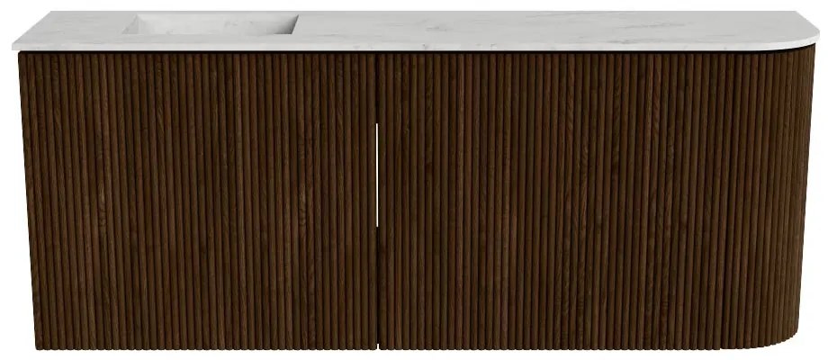 Mondiaz Joya DLux 100cm toiletmeubel ronding rechts walnut met wastafel faye links 1 kraangat opalo