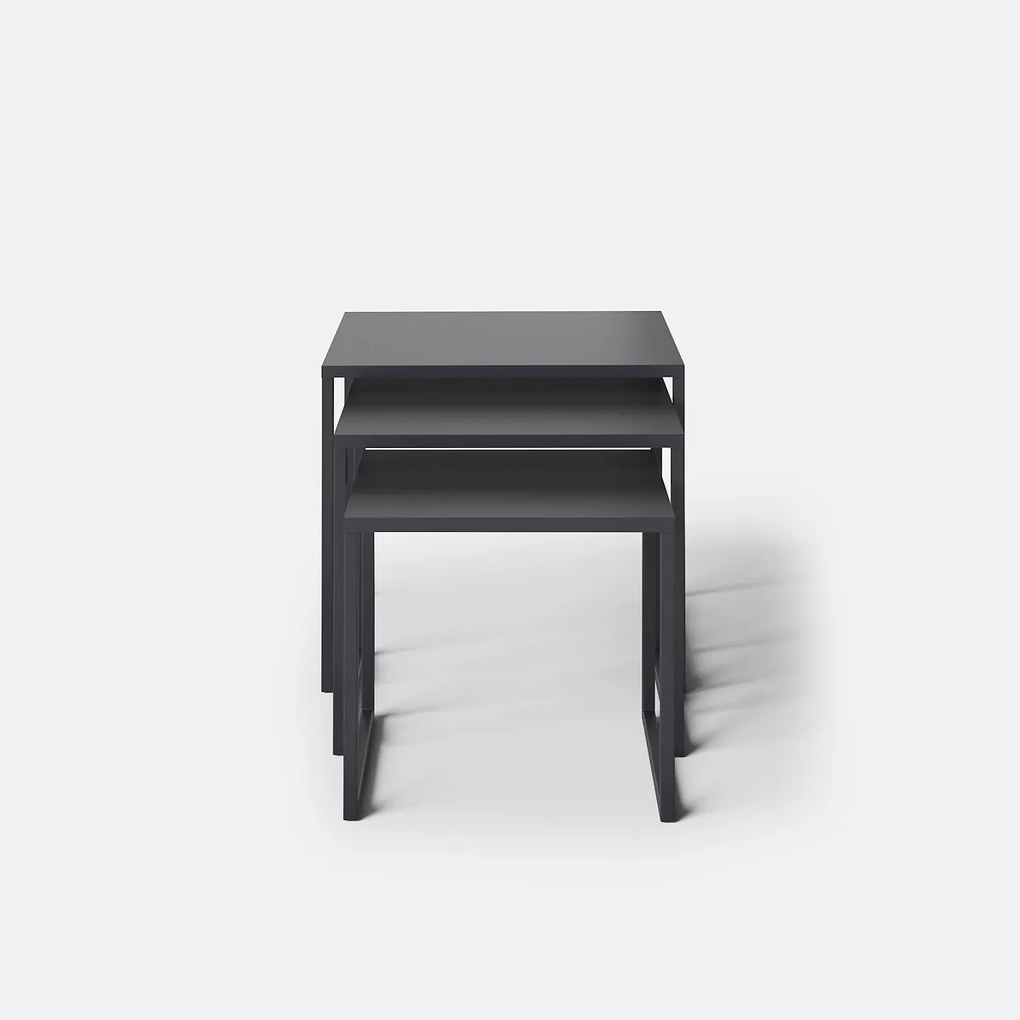 Set van 3 geneste salontafels in staal, Miva