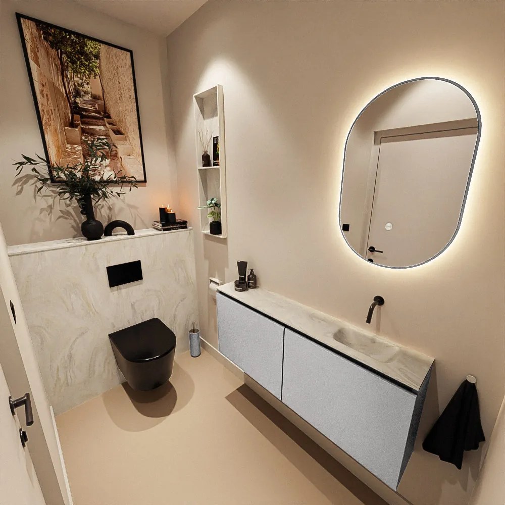 Mondiaz Ture DLux toiletmeubel 120cm plata met wastafel ostra rechts zonder kraangat