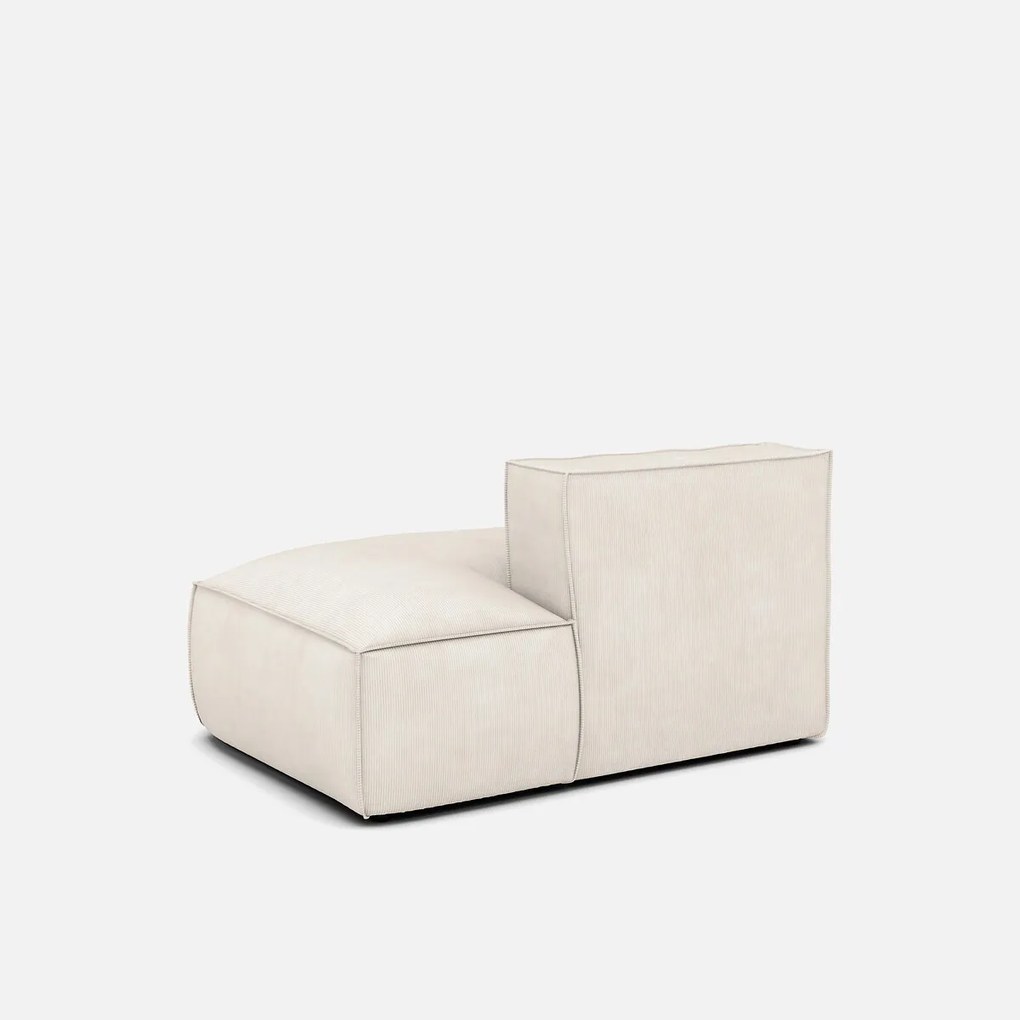 Loungebank element rechts voor modulaire bank, in ribfluweel, SEVEN