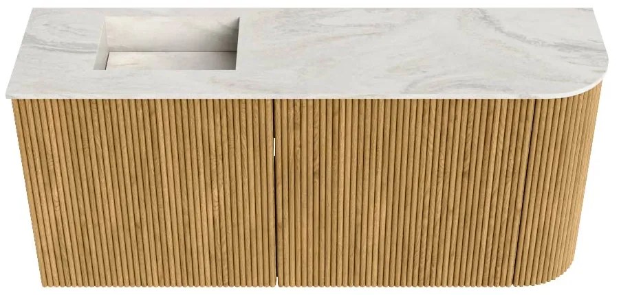 Mondiaz Joya DLux 90cm toiletmeubel ronding rechts oak met wastafel faye links zonder kraangat ostra