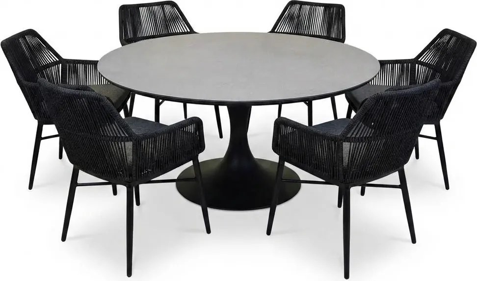Flair Chianti dining tuinset 158xH75 cm 7 delig zwart rope