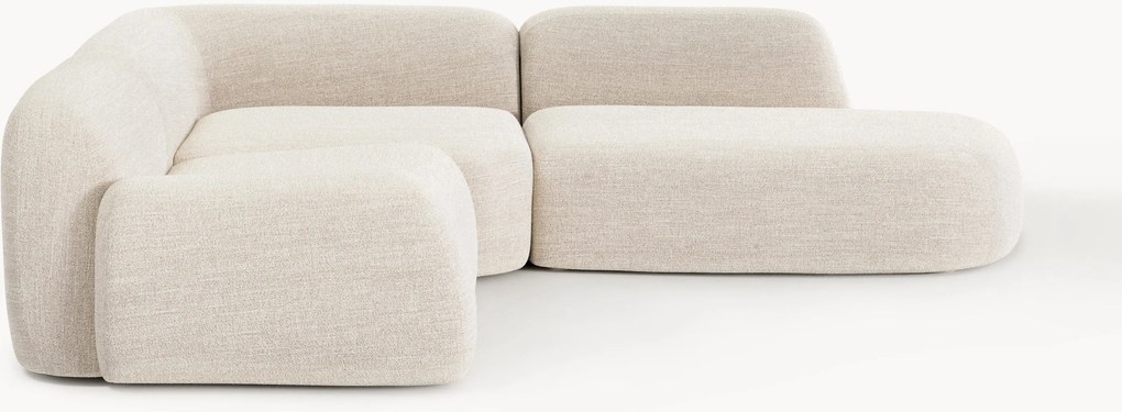 Modulaire bouclé hoekbank Wolke (4-zits) met chaise longue