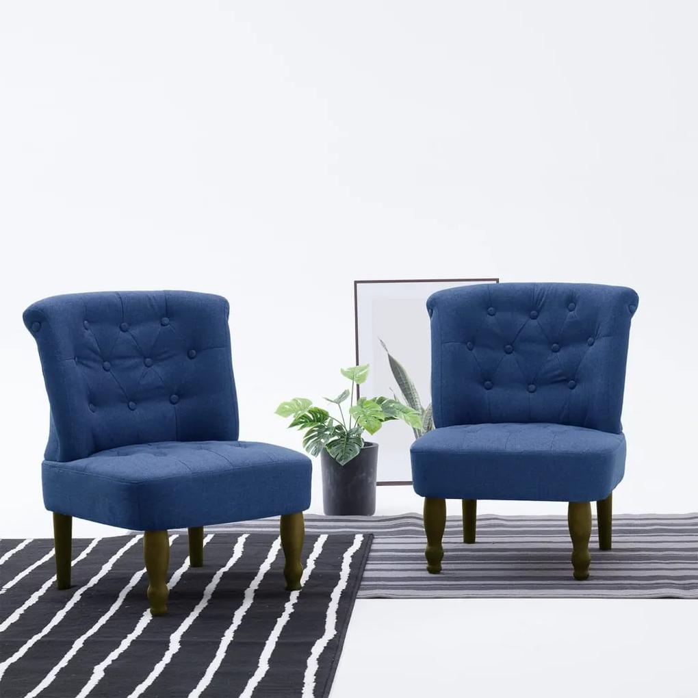 vidaXL Franse stoelen 2 st stof blauw