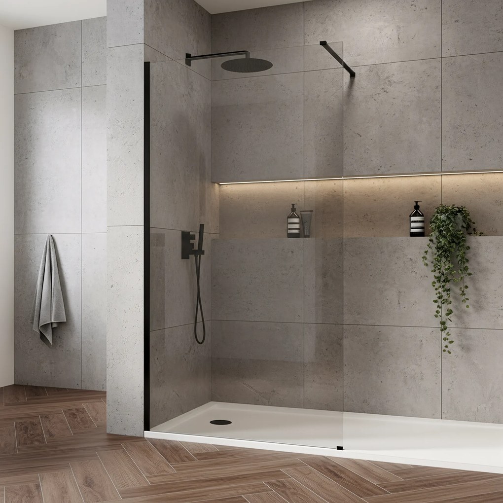 Walk-in douchewand Rea Flexi Transparent / Black 120