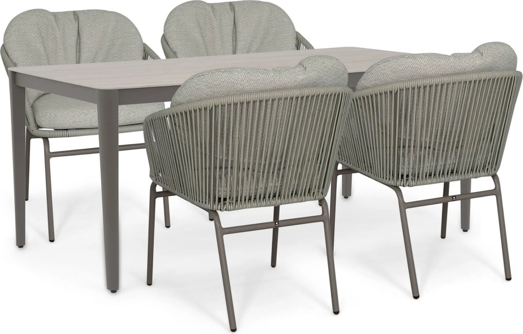 Tuinset 4 personen 180 cm Rope Taupe Coco Livo/Livo