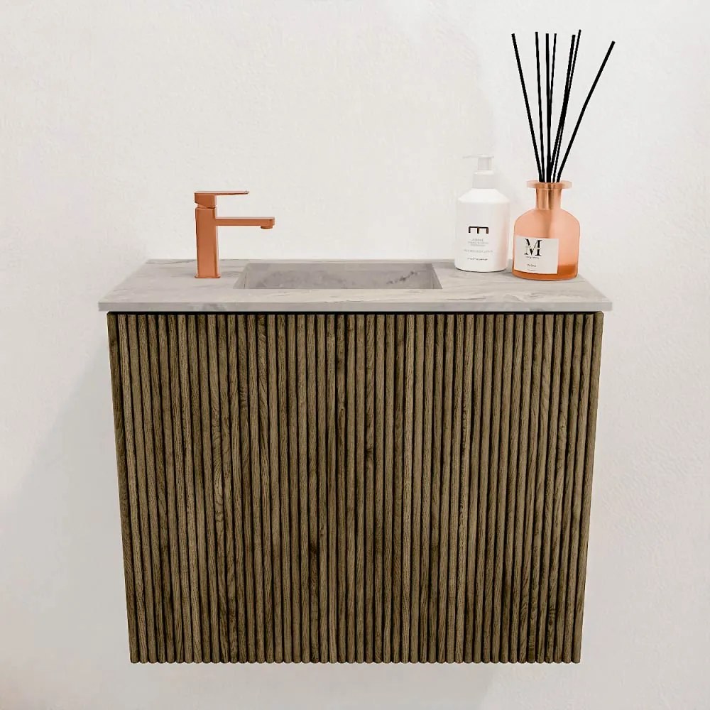 Mondiaz Joya DLux 50cm toiletmeubel dusk met wastafel faye links 1 kraangat glace