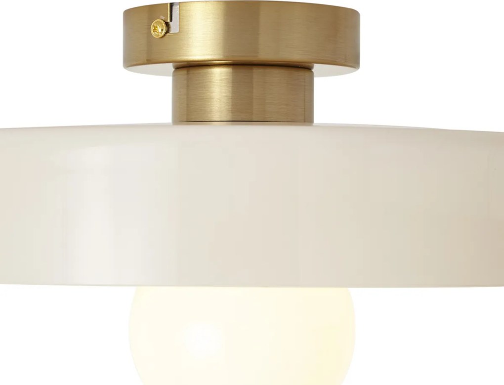 Retro plafondlamp brons met beige glas - Jina
