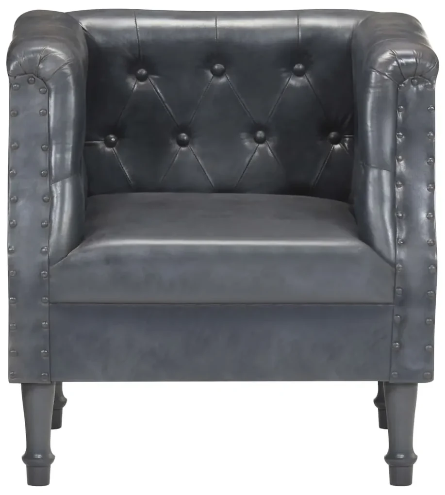 vidaXL Fauteuil echt leer grijs