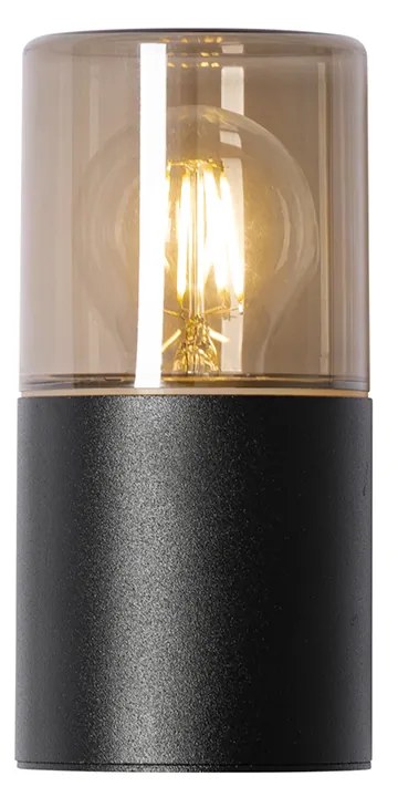 Moderne buiten wandlamp zwart met smoke kap IP44 - Odense