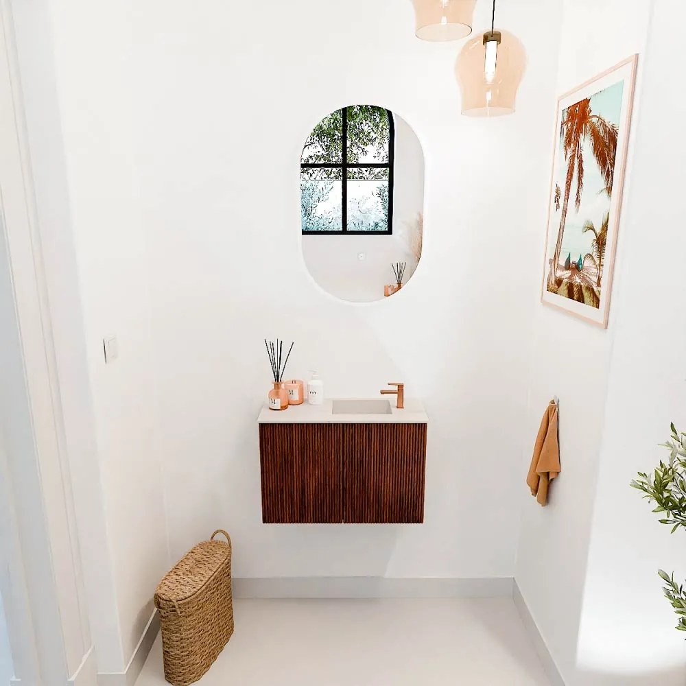 Mondiaz Joya DLux 60cm toiletmeubel ruby met wastafel faye rechts 1 kraangat meli