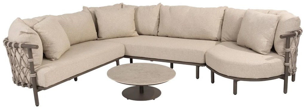 4 Seasons Outdoor Ezra hoek loungebank XL terre met loungetafel LoungebankLoungeset   bruin weerbestendig