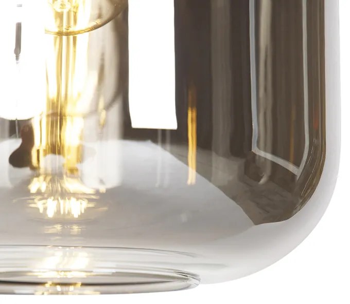 Smart hanglamp zwart met smoke glas 4-lichts incl. Wifi A60 - Zuzanna