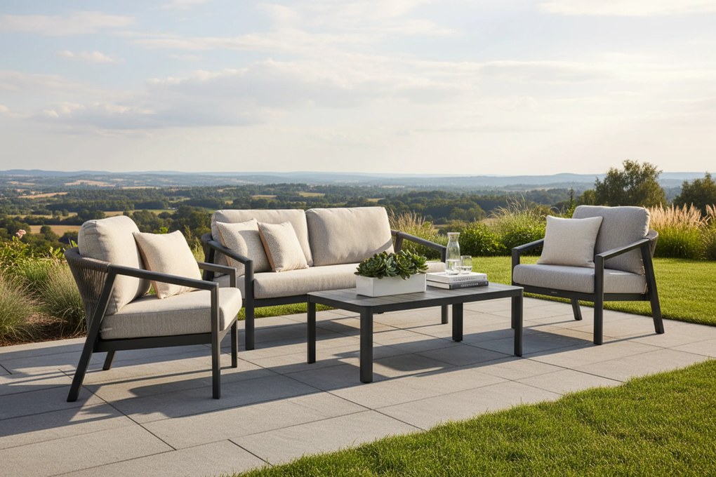 Stoel en Bank Loungeset 5 personen Aluminium Grijs Lifestyle Garden Furniture Jada