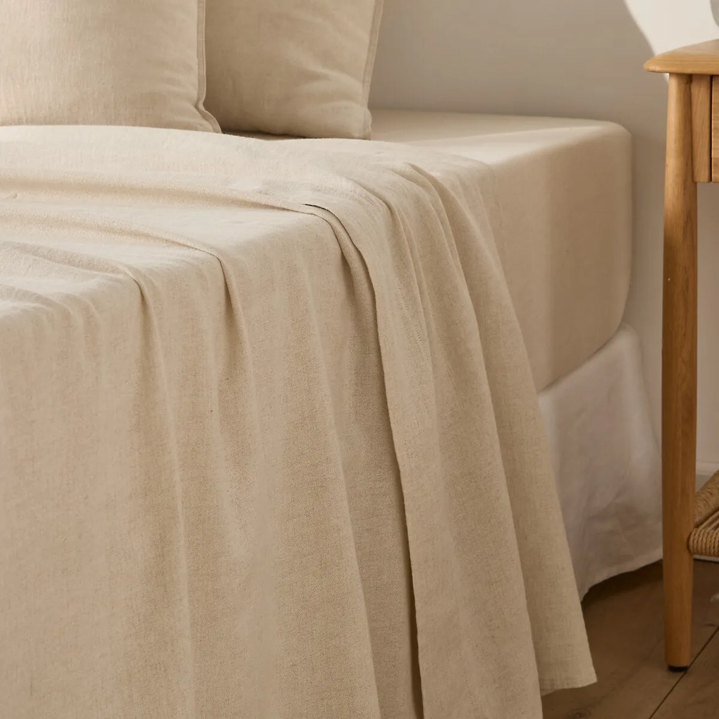 Plat laken in gewassen katoen/linnen, Marnie