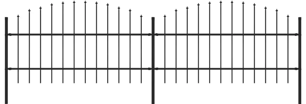 vidaXL Tuinhek met speren bovenkant (0,75-1)x3,4 m staal zwart