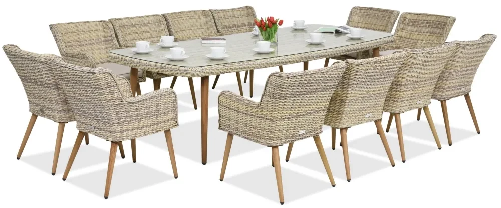 Exclusieve dining tuinset met grote tafel Córdoba voor 12 personen Garden Point zandkleur