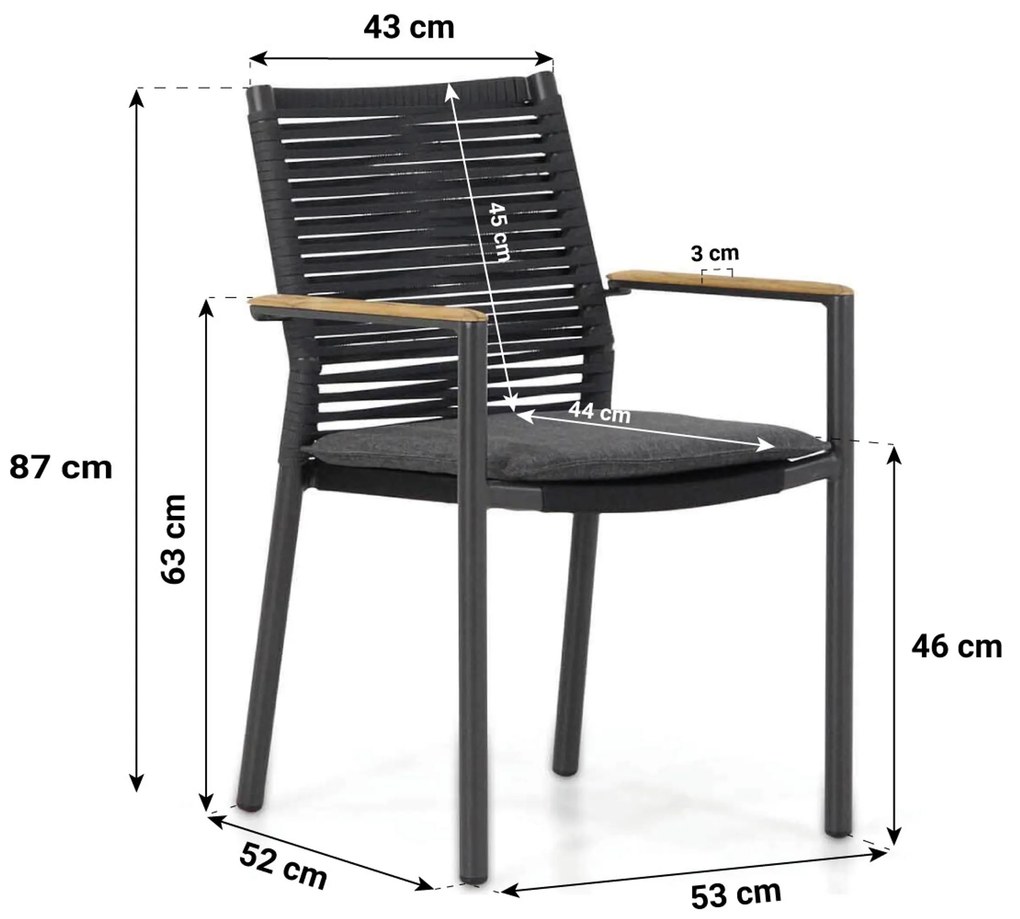 Tuinset 4 personen 180 cm Rope Grijs Santika Furniture Santika